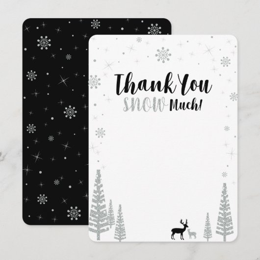 Black & Silver Boy Winter wonderland Dank u Notitiekaartje (Voorkant / Achterkant)