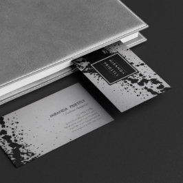 Black Silver Brushstrokes Mode Stylist Designer Visitekaartje