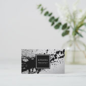 Black Silver Brushstrokes Mode Stylist Designer Visitekaartje (Staand voorkant)