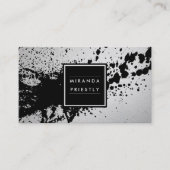 Black Silver Brushstrokes Mode Stylist Designer Visitekaartje (Voorkant)