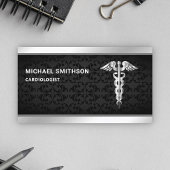 Black Silver Caduceus Symbool Medical Professional Visitekaartje