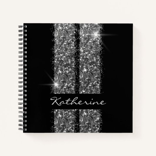 Black Silver Car Racing Enthusiast Persoonlijk Notitieboek (Voorkant)