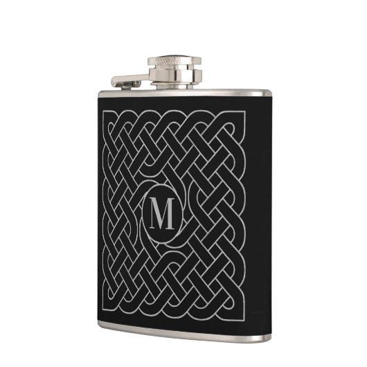 Black Silver Celtic Knot Monogram Heupfles (Links)