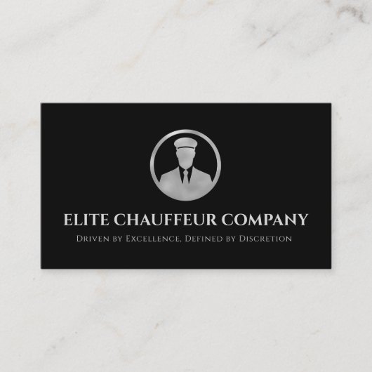 Black Silver Chauffeur Driver Metallic  Visitekaartje (Voorkant)