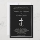 Black Silver Christelijk Cross Wedding Invitation Kaart (Voorkant)