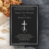 Black Silver Christelijk Cross Wedding Invitation Kaart