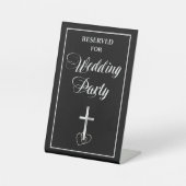 Black Silver Christelijk Cross Wedding Party Reclamebord Met Voetstuk (Voorkant)