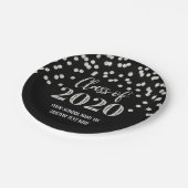 Black Silver Confetti Afstuderen 2020 Papieren Bordje (Gekanteld)
