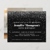 Black Silver Confetti Glitter 50th Birthday Foto (Voorkant / Achterkant)