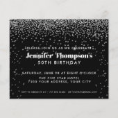 Black Silver Confetti Glitter 50th Birthday Foto (Voorkant)