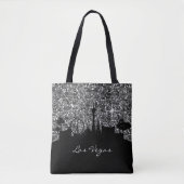Black & Silver Confetti Glitter Las Vegas Skyline Tote Bag (Voorkant)