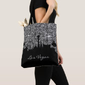 Black & Silver Confetti Glitter Las Vegas Skyline Tote Bag (Dichtbij)