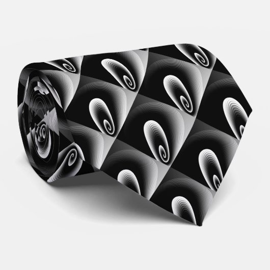 Black Silver COOL Modern Patroon Stropdas (Opgerold)