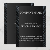 Black Silver Corporate Business Invitation-Kaart Kaart (Voorkant / Achterkant)