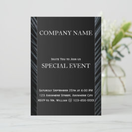 Black Silver Corporate Business Invitation-Kaart Kaart
