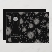 Black Silver Daisy verjaardagsfeestje uitnodiging (Voorkant / Achterkant)