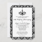 Black, Silver Damask, Chandelier 25th Jubileum Kaart (Voorkant)