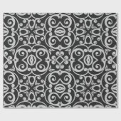 Black Silver DAMASK ELEGANT BIRTHDAY WEDDING WRAP Cadeaupapier (Vlak)
