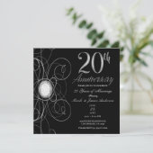 Black & Silver Diamond 20 20ste Jubileumfeest Kaart (Staand voorkant)