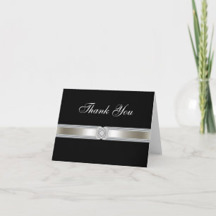 Black Silver Diamond Band Thank You Card Bedankkaart