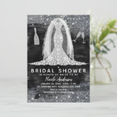 Black Silver Diamond trouwjurk Vrijgezellenfeest Kaart (Staand voorkant)