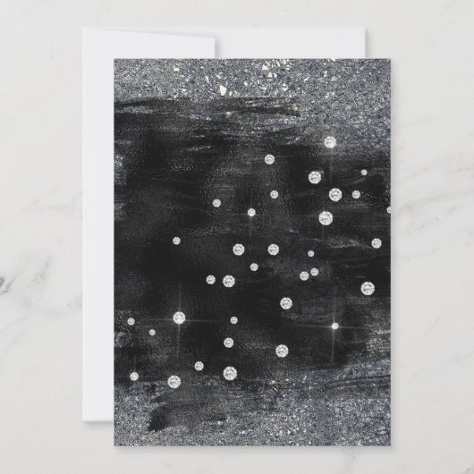 Black Silver Diamond trouwjurk Vrijgezellenfeest Kaart (Achterkant)