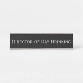 Black Silver 'Director of Day Drink Funny Pun Bureau Naambordje