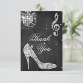 Black & Silver Disco Ball Heels Hartelijk dank Bedankkaart (Staand voorkant)