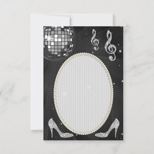 Black & Silver Disco Ball Heels Hartelijk dank Bedankkaart (Achterkant)
