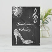 Black & Silver Disco Ball Sparkle Heels Afstuderen Kaart (Staand voorkant)