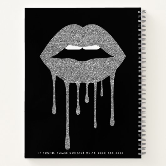 Black Silver Driving Glitter Lips Makeup Notitieboek (Achterkant)