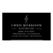 Black Silver Electrician  Magnetisch Visitekaartje (Voorkant)