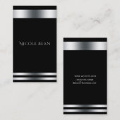 Black Silver Elegant Chic Modern Glam Professional Visitekaartje (Voorkant / Achterkant)