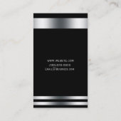 Black Silver Elegant Chic Modern Glam Professional Visitekaartje (Achterkant)