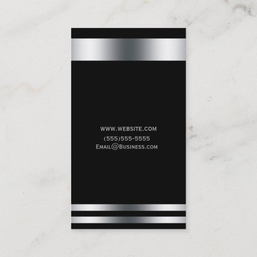 Black Silver Elegant Chic Modern Glam Professional Visitekaartje (Achterkant)
