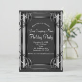 Black & Silver Elegant Corporate Holiday Party Kaart (Staand voorkant)
