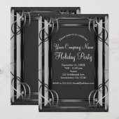 Black & Silver Elegant Corporate Holiday Party Kaart (Voorkant / Achterkant)
