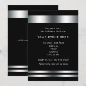 Black Silver Elegant Dinner Party Event Uitnodigin Kaart (Voorkant / Achterkant)