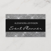 Black Silver Elegant Sparkly Even Planner Visitekaartje (Voorkant)