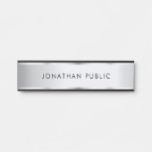 Black & Silver Elegant Template Home Office School Deurbordje (Voorkant)