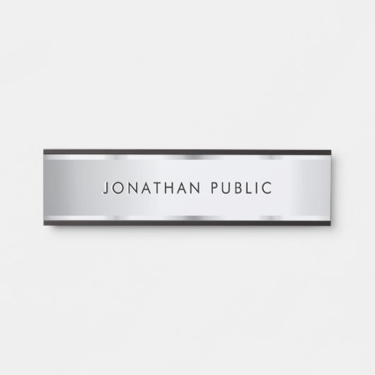 Black & Silver Elegant Template Home Office School Deurbordje (Voorkant)