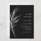 Black Silver Elegant Wedding Invitation Kaart (Voorkant)