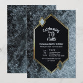 Black Silver en Gold omhuld 70th Birthday Party Kaart (Voorkant / Achterkant)