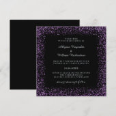 Black Silver en Paarse Confetti Dark Glam Wedding Kaart (Voorkant / Achterkant)