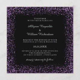 Black Silver en Paarse Confetti Dark Glam Wedding Kaart
