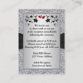 Black Silver FAUX Folie, Floral, Red Reception Kaa Informatiekaartje (Achterkant)
