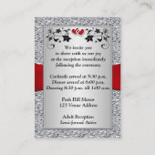 Black Silver FAUX Folie, Floral, Red Reception Kaa Informatiekaartje (Achterkant)