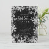 Black Silver Faux Folie Sneeuwvlokken Kerstfeest Kaart (Staand voorkant)