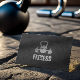 Black & Silver Fitness Trainer Kettlebell Barbell Visitekaartje