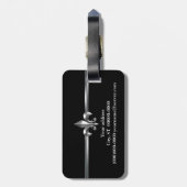 Black Silver Fleur de Lis Bagagelabel (Achterkant verticaal)